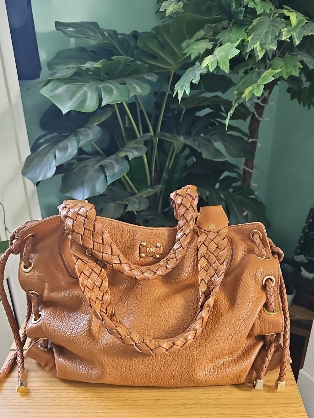 Michael Kors Woodside Braided Leather Satchel/ Shoulder Bag